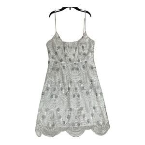 Here comes the sun women's small white lace dress shiny bride party